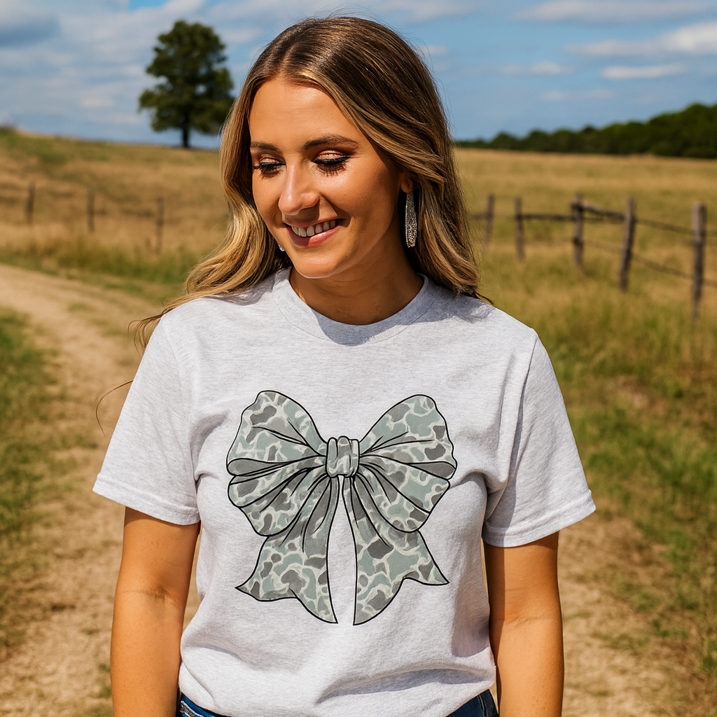 Girlie Girl Originals Camo Bow - Adult & Kids T-Shirts, Sweatshirts & Hoodies apparel design preview 1