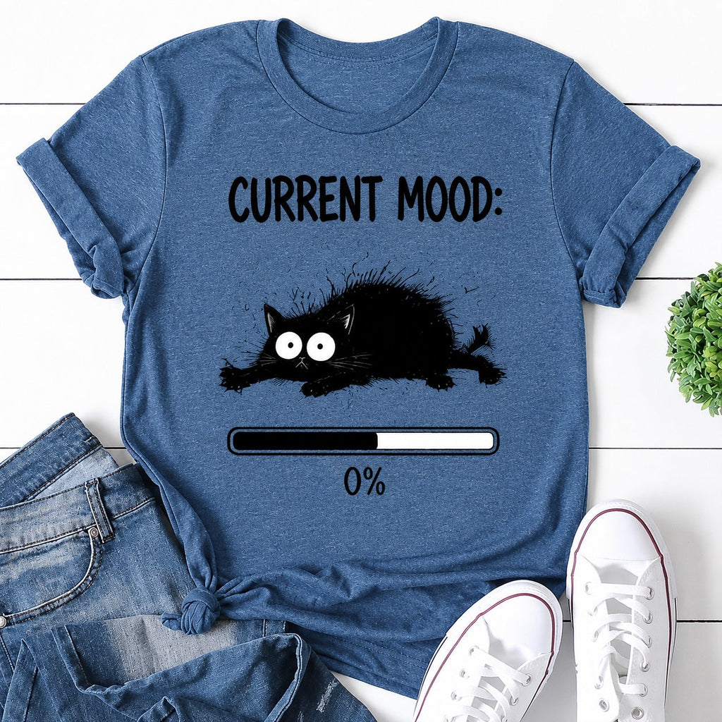Current Mood Cat Print Women Slogan - Adult & Kids T-Shirts, Sweatshirts & Hoodies apparel design preview 1