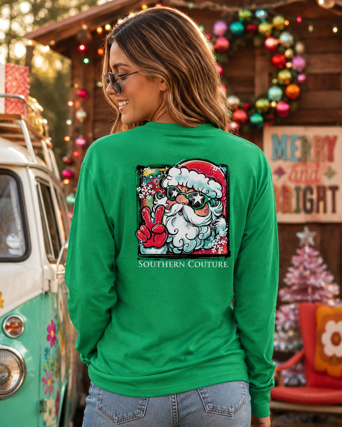 Southern Couture Classic Retro Santa Holiday - Adult & Kids T-Shirts, Sweatshirts & Hoodies apparel design preview 1