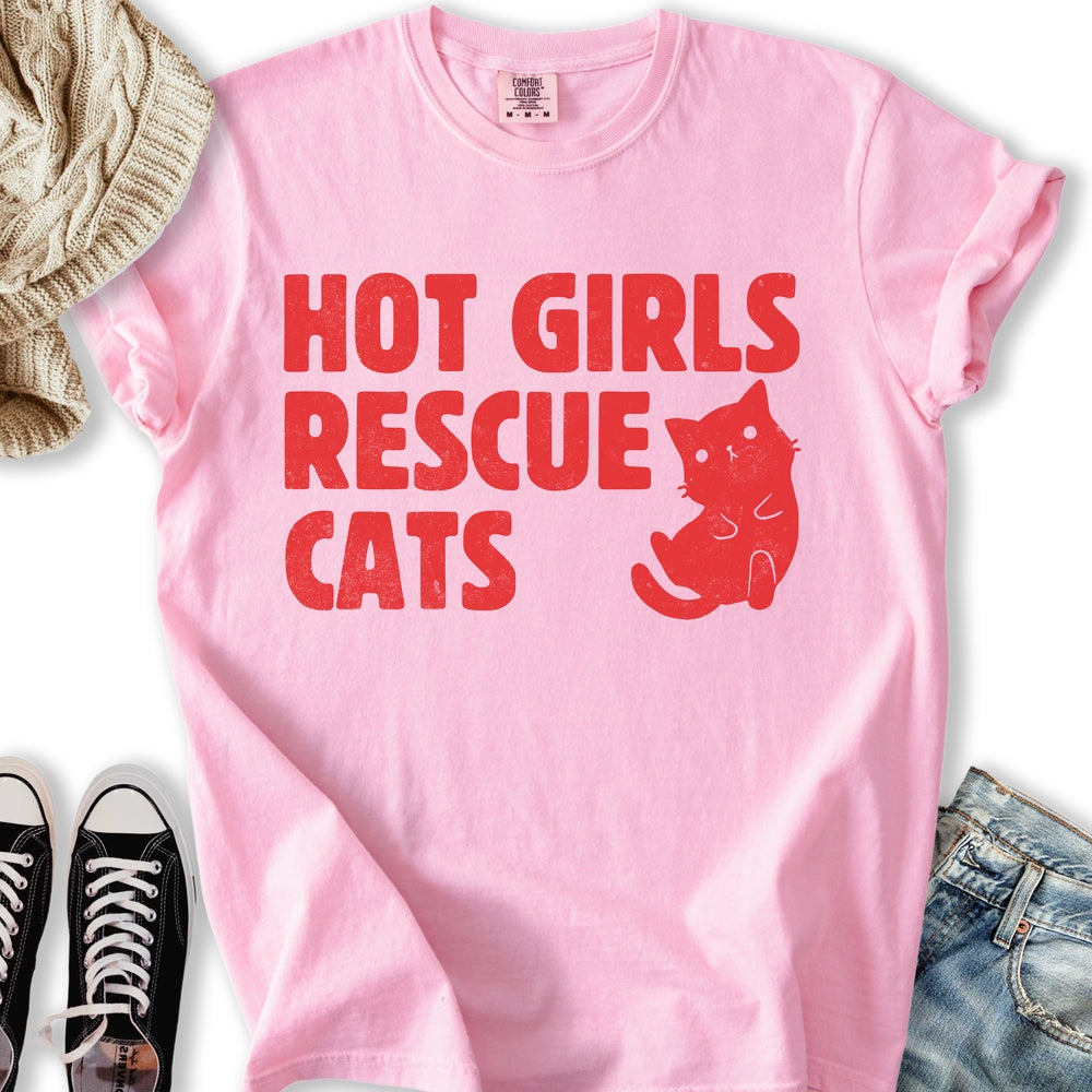 Hot Girls Rescue Cats - Adult & Kids T-Shirts, Sweatshirts & Hoodies apparel design preview 1