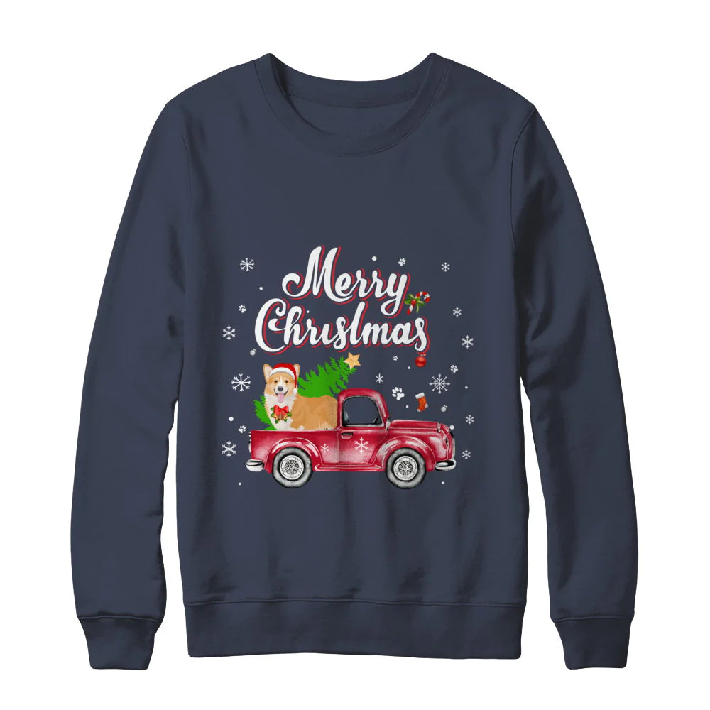 Corgi rides red truck Christmas sweater product image 3
