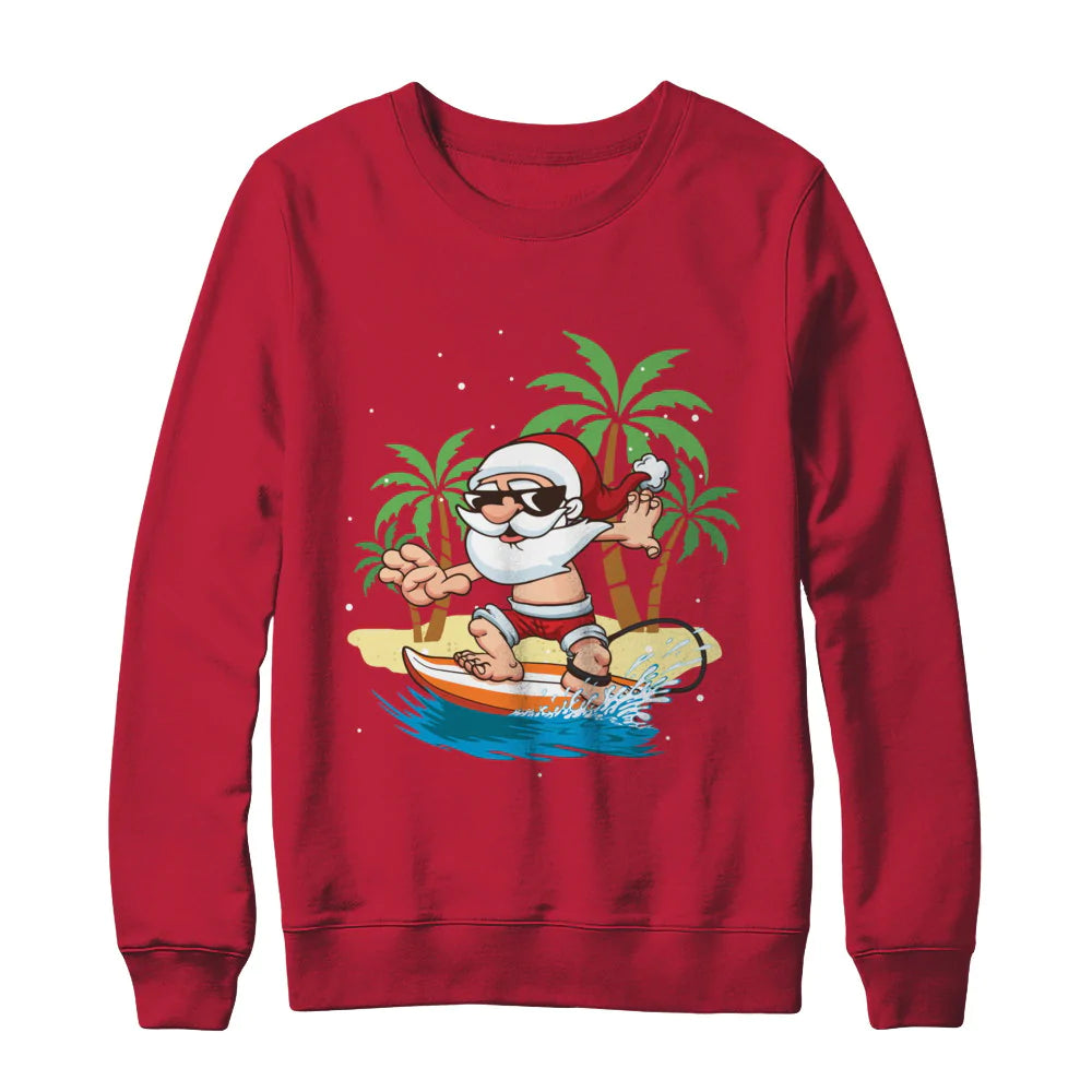Santa surfing hawaiian Christmas sweater product image 3