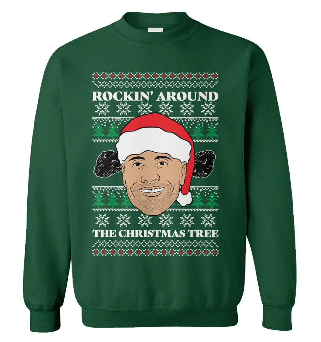 Dwayne Johnson rockin around the Christmas tree Christmas sweater product image 3
