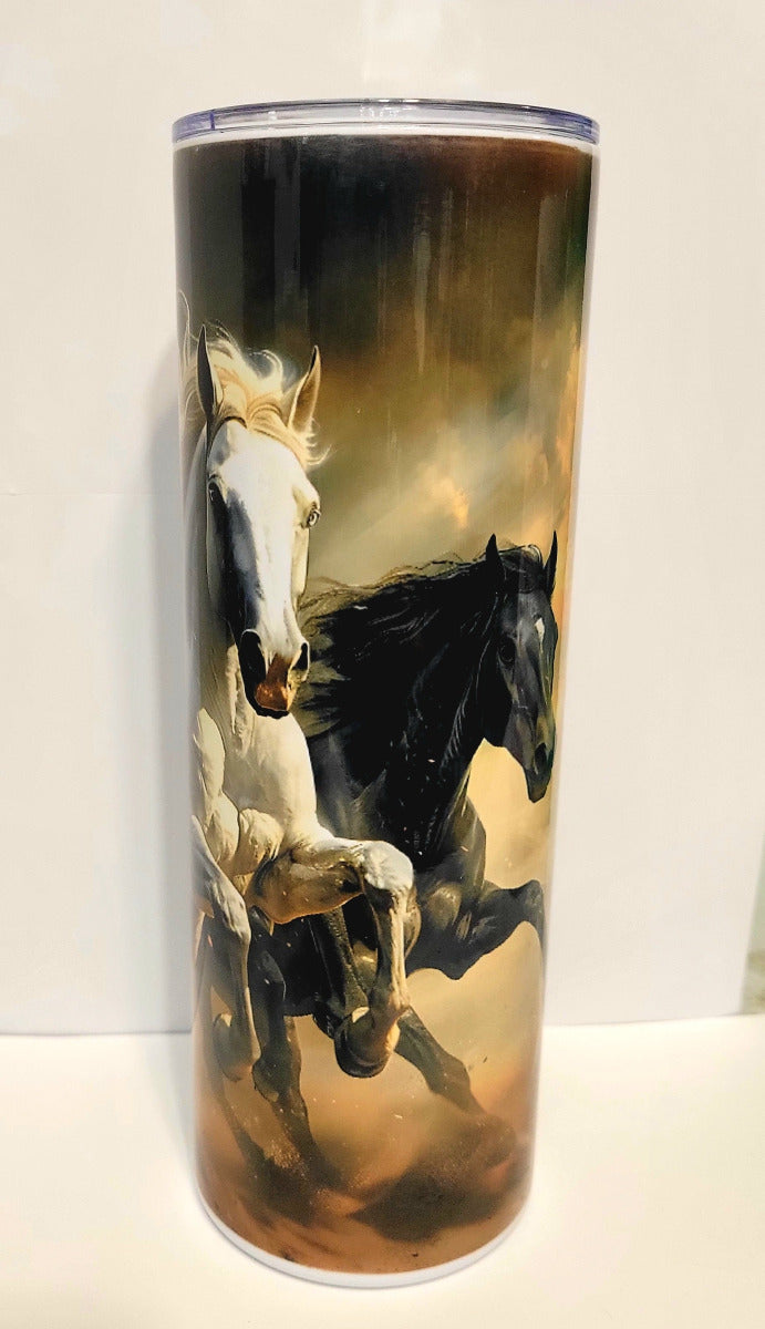Horse trio 20 oz Skinny Tumbler Cup With Straw - Adult & Kids T-Shirts, Sweatshirts & Hoodies apparel design preview 2