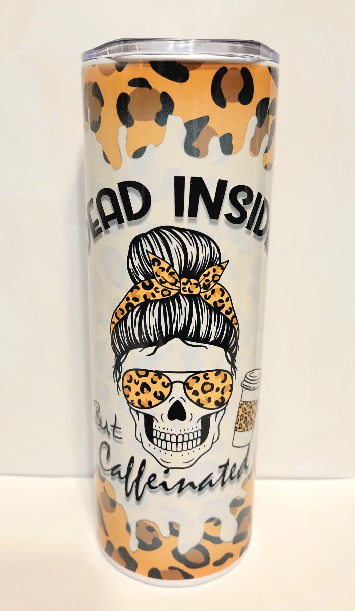 Dead Inside But Caffeinated Cheetah Print 20 oz - Adult & Kids T-Shirts, Sweatshirts & Hoodies apparel design preview 2