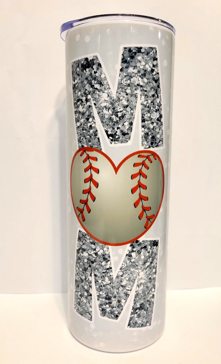 Baseball Mom 20 oz Skinny Tumbler Cup With Straw - Adult & Kids T-Shirts, Sweatshirts & Hoodies apparel design preview 2