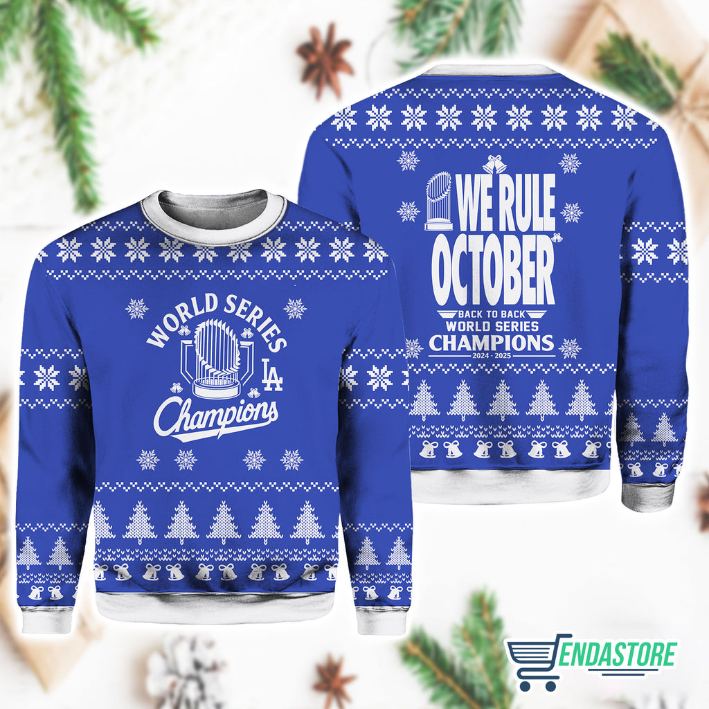 2025 Dodger World Series We Rule October Back To Back Ugly Sweater product image