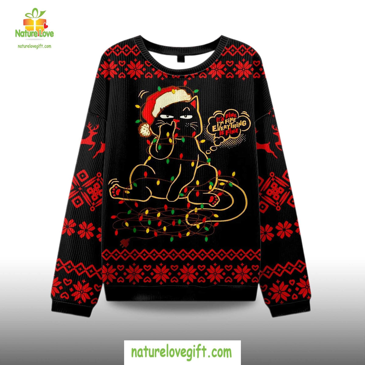 Ugly Christmas Sweater Its Fine Im Fine Everything Is Fine product image 2