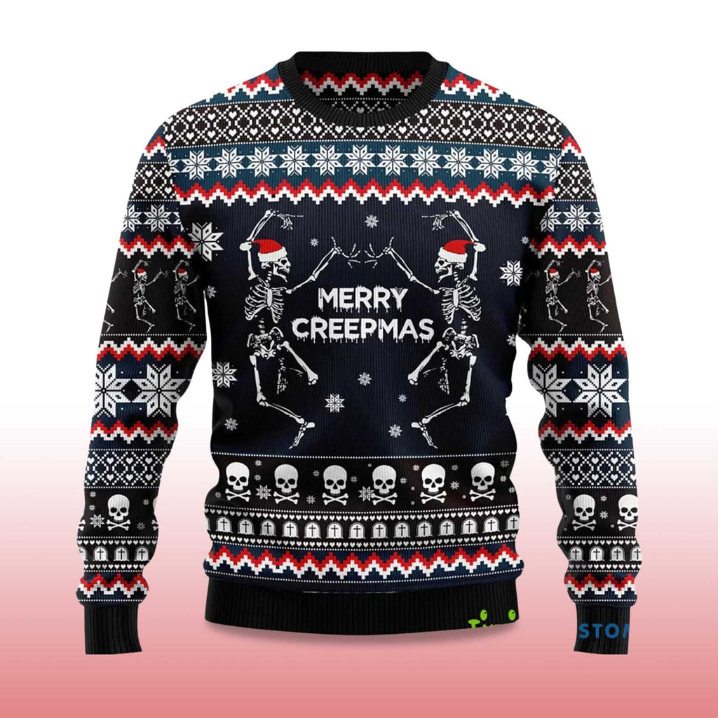 2025 Skeleton Merry Creepmas Ugly Christmas Sweater product image 4