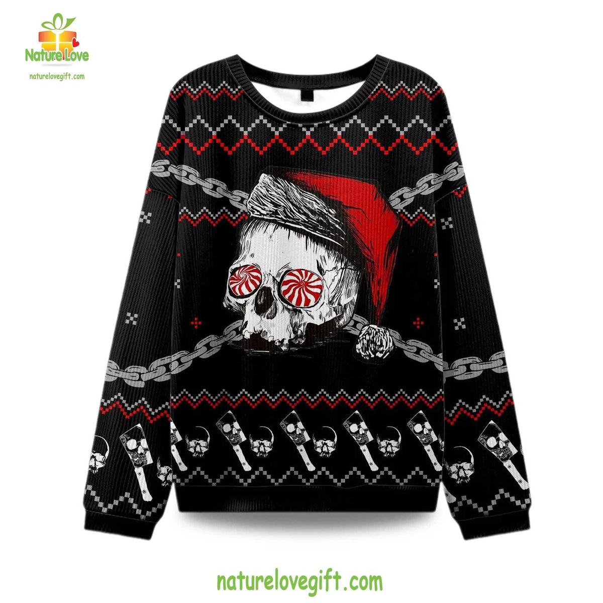 Ugly Christmas Sweater Skulls and Chains Holiday Design product image