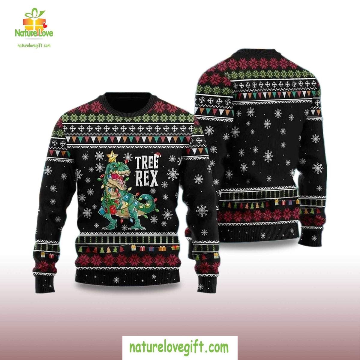 Ugly Christmas Sweater Tree Rex Holiday Festive Top product image 2