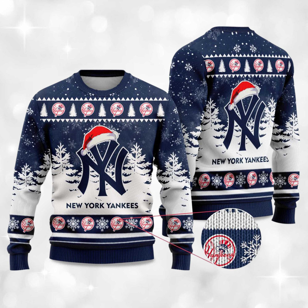 2025 Yankees Snowflakes Christmas Ugly Sweater product image 4