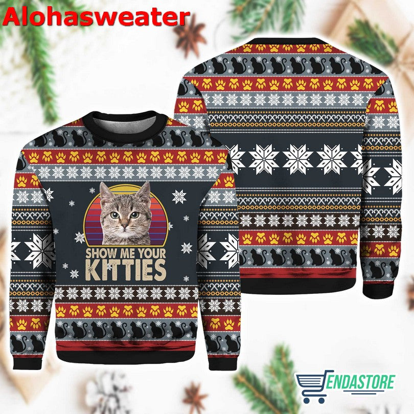 Black Cats Destroying Christmas Tree Christmas Ugly Sweater product image 2