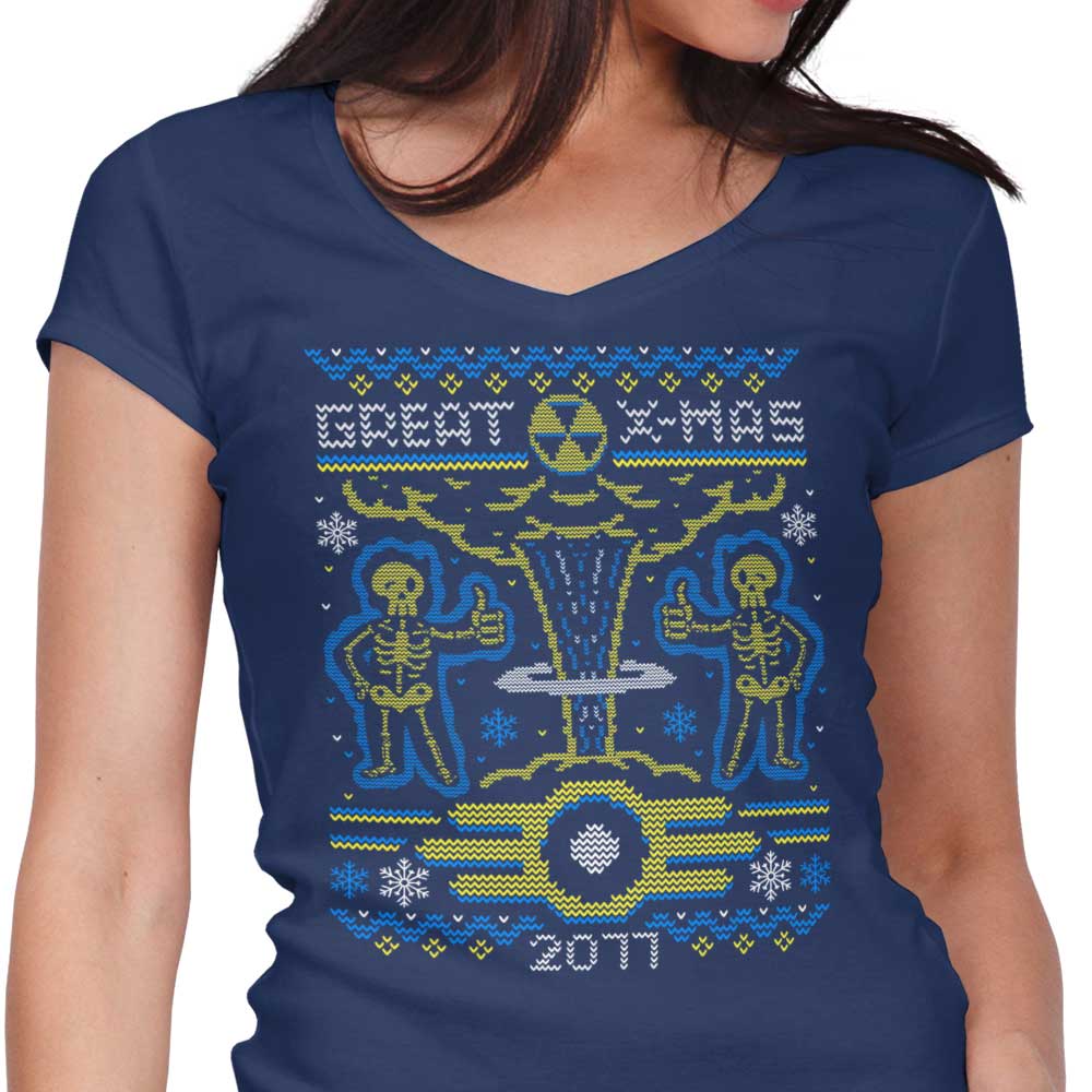 2077 Xmas Women's V-Neck - Adult & Kids T-Shirts, Sweatshirts & Hoodies apparel design preview 1