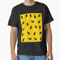 Black Lightning Bolts Pattern on Yellow - Adult & Kids T-Shirts, Sweatshirts & Hoodies apparel design preview 1
