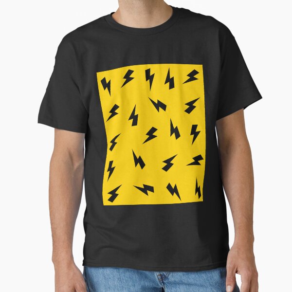 Black Lightning Bolts Pattern on Yellow - Adult & Kids T-Shirts, Sweatshirts & Hoodies apparel design preview 1