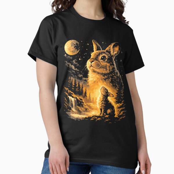 Howling Bunny Moon Vintage 90s Easter Animal Retro - Adult & Kids T-Shirts, Sweatshirts & Hoodies apparel design preview 1