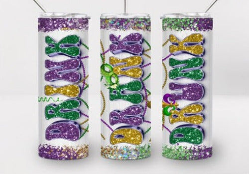 Mardi Gras Drink Drank Drunk 20 oz Skinny Tumbler Cup - Adult & Kids T-Shirts, Sweatshirts & Hoodies apparel design preview 1