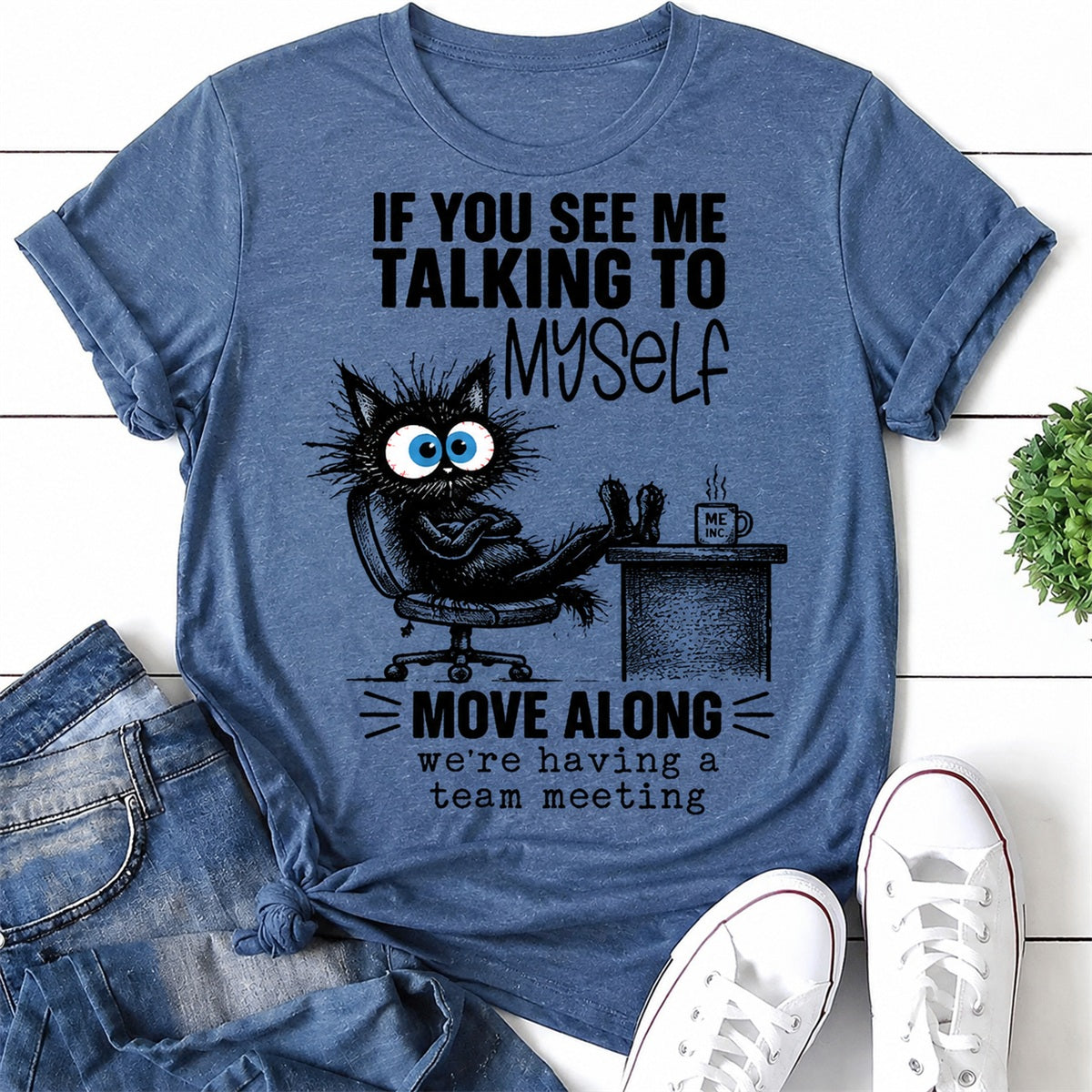 If You See Me Talking To Myself Cat Print Women - Adult & Kids T-Shirts, Sweatshirts & Hoodies apparel design preview 1
