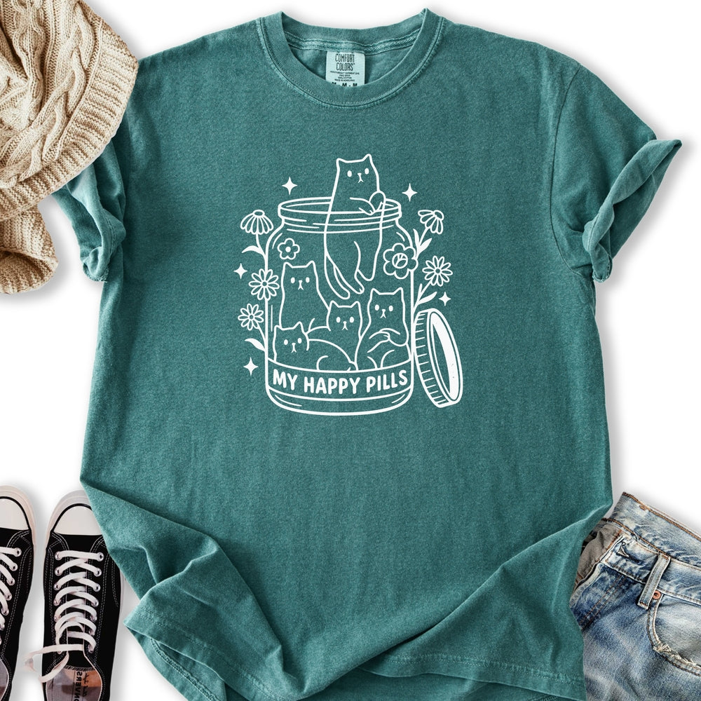 Happy Pills Cat - Adult & Kids T-Shirts, Sweatshirts & Hoodies apparel design preview 1