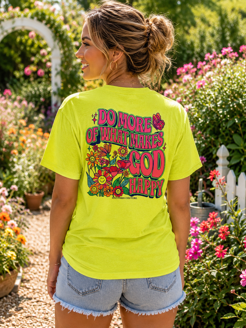Southern Couture Classic Makes God Happy - Adult & Kids T-Shirts, Sweatshirts & Hoodies apparel design preview 1