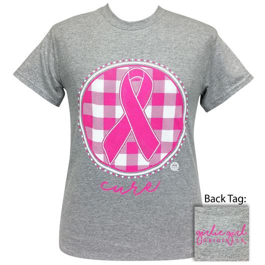 Girlie Girl Originals Preppy Cancer Cure Ribbon Plaid - Adult & Kids T-Shirts, Sweatshirts & Hoodies apparel design preview 1