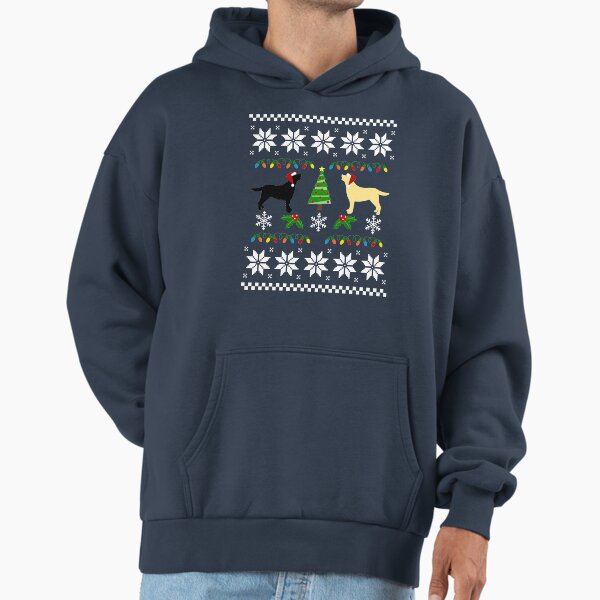Black Labrador and Yellow Happy Christmas Sweater - Adult & Kids T-Shirts, Sweatshirts & Hoodies apparel design preview 1