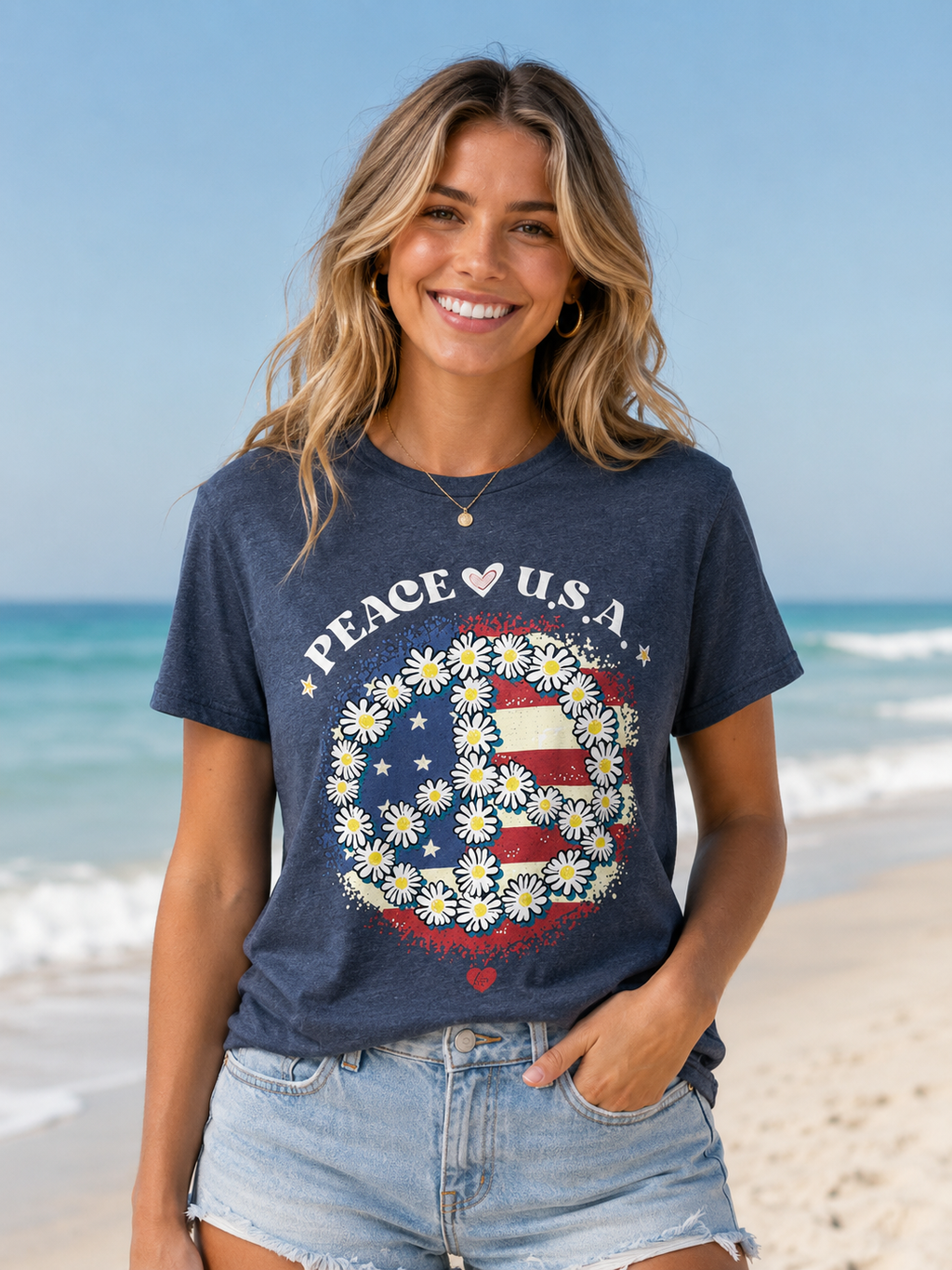 Girlie Girl Lulu Mac Peace USA Canvas - Adult & Kids T-Shirts, Sweatshirts & Hoodies apparel design preview 1
