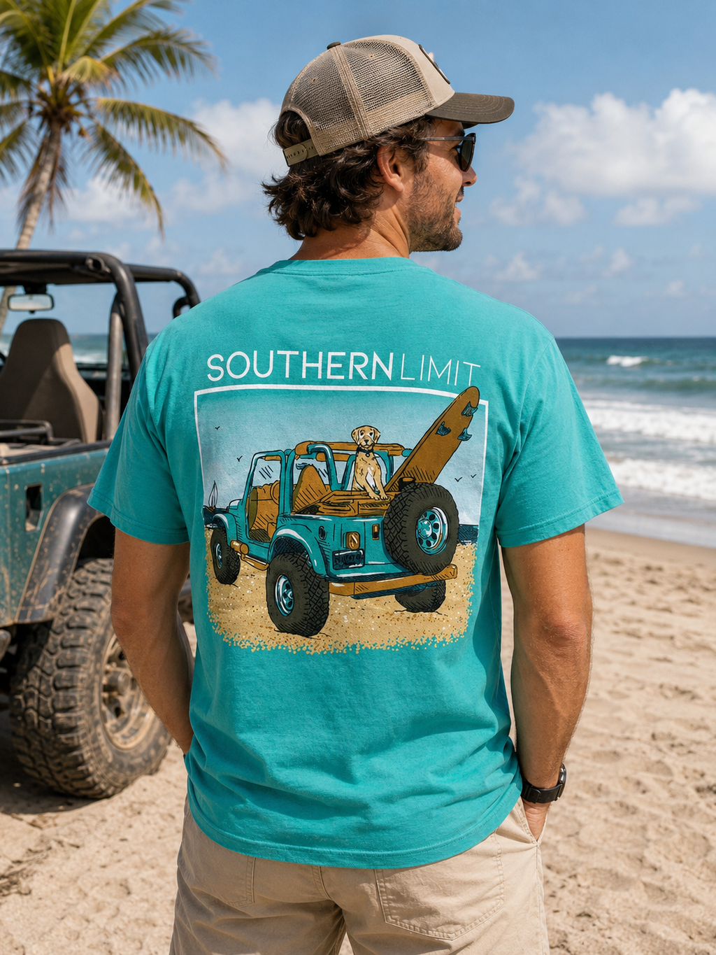 Southern Limits Beach Ridin Dog - Adult & Kids T-Shirts, Sweatshirts & Hoodies apparel design preview 1