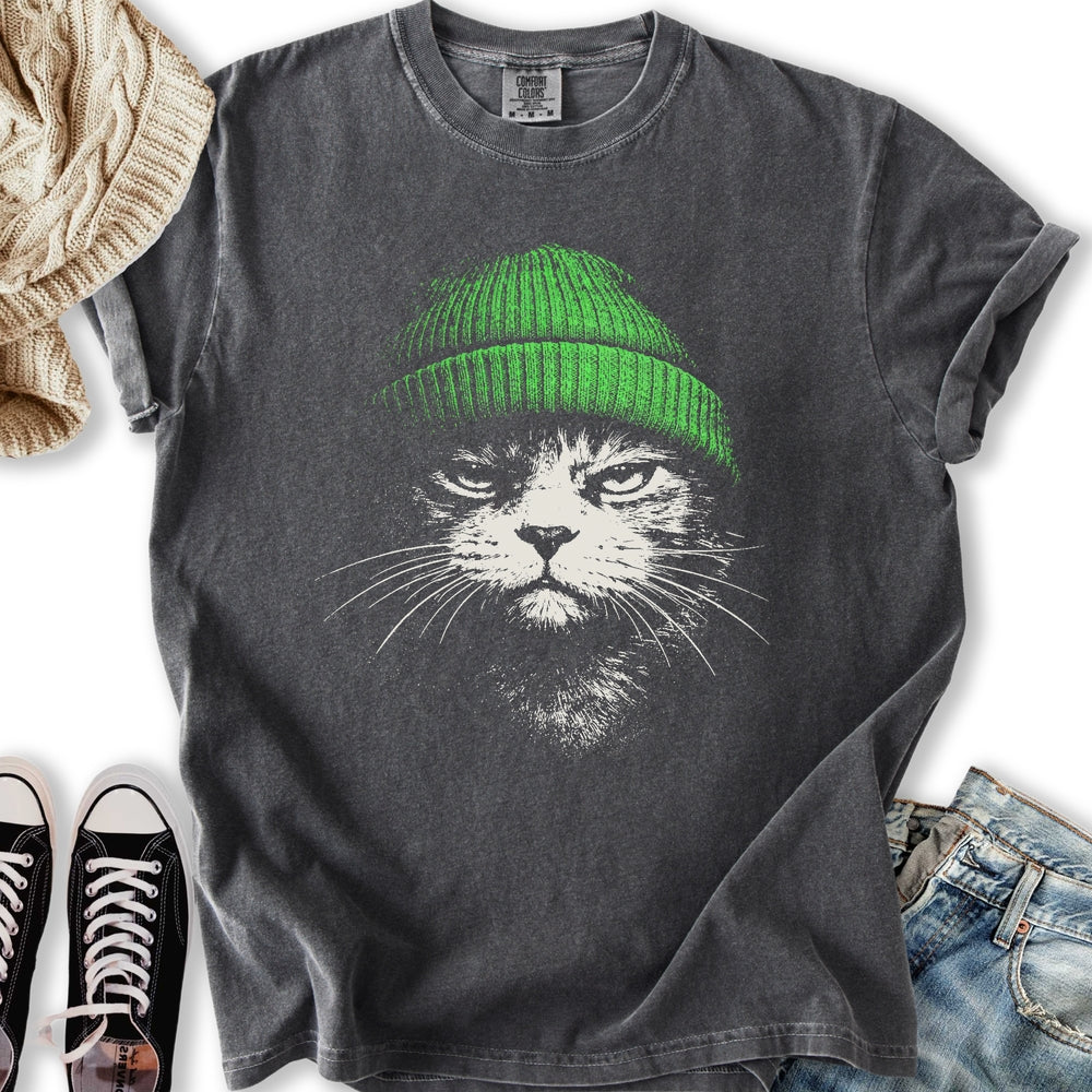 Green Beanie Cat - Adult & Kids T-Shirts, Sweatshirts & Hoodies apparel design preview 2