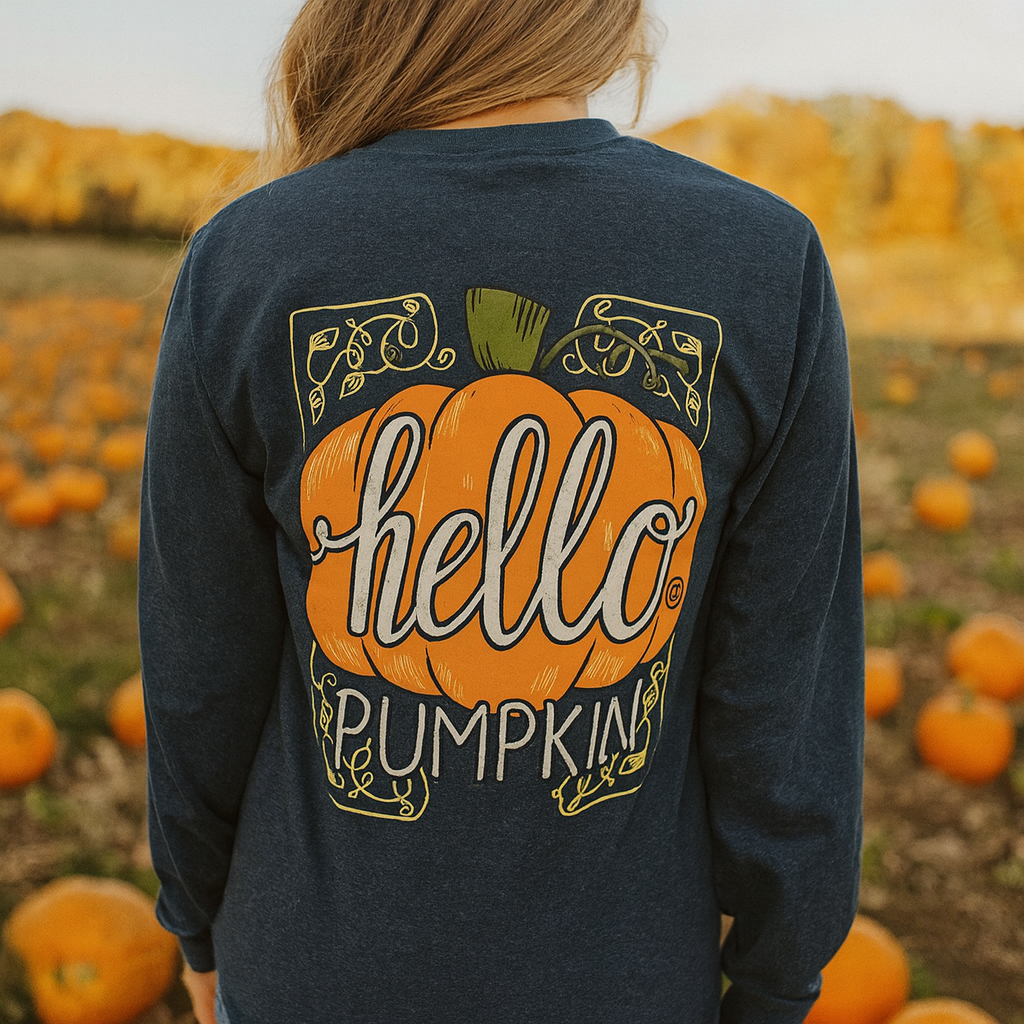 Girlie Girl Originals Hello Pumpkins Fall - Adult & Kids T-Shirts, Sweatshirts & Hoodies apparel design preview 1