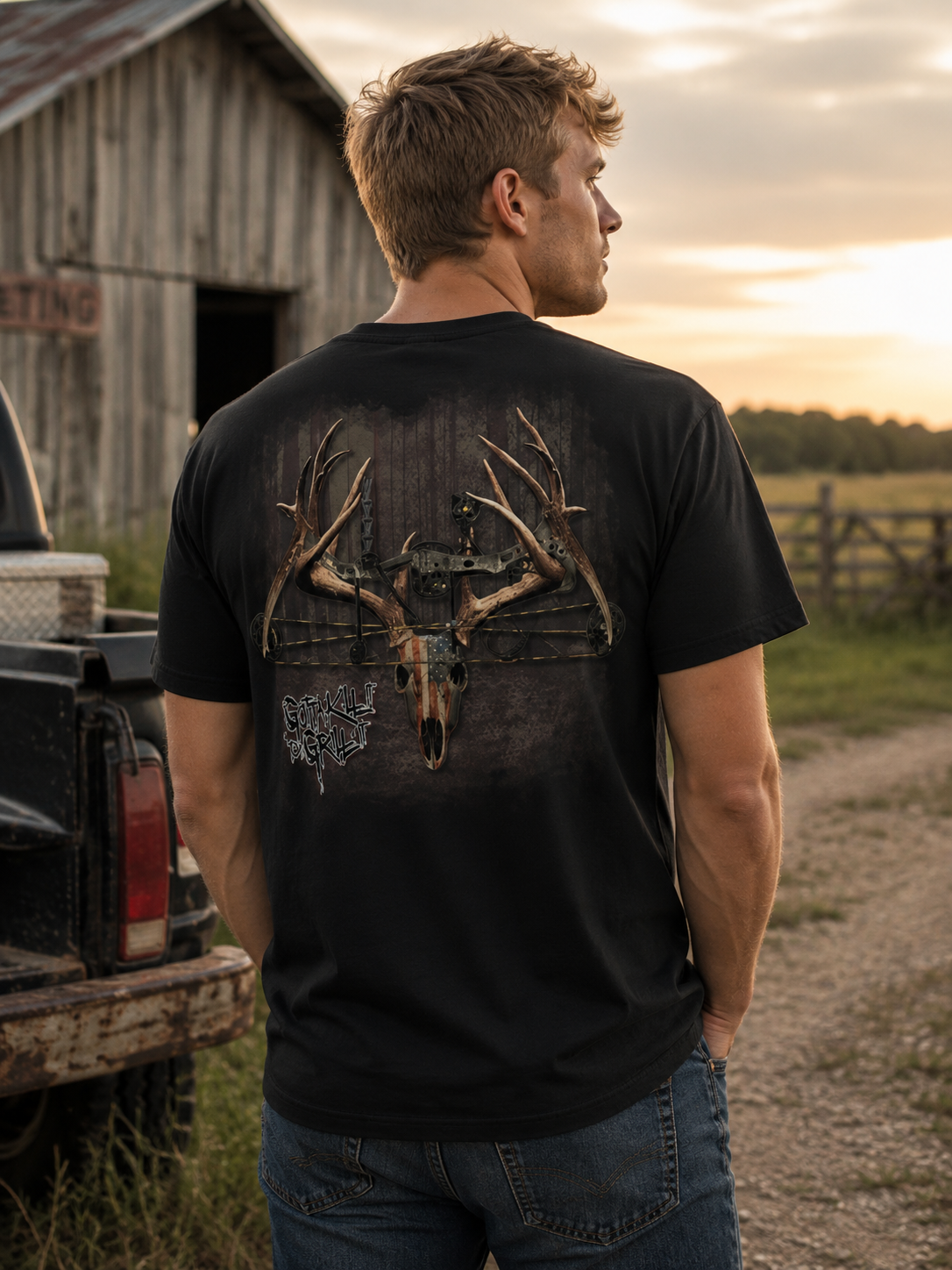 Gotta Kill It To Grill USA Bow Deer Skull - Adult & Kids T-Shirts, Sweatshirts & Hoodies apparel design preview 1