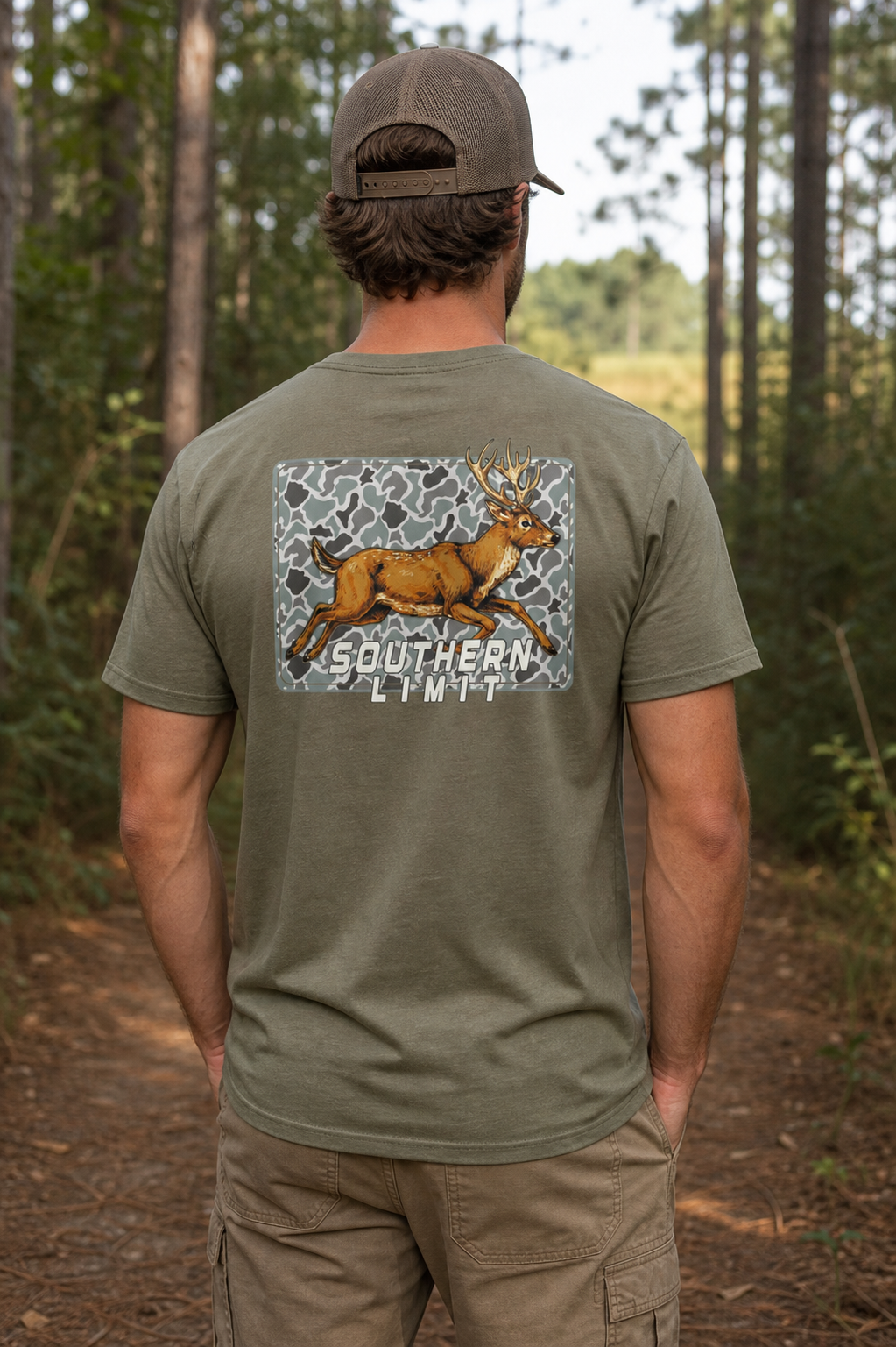 Southern Limit Camo Buck Deer - Adult & Kids T-Shirts, Sweatshirts & Hoodies apparel design preview 1