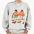 Winter Bullfinches on Rowan Branch Cozy Snowy Birds - Adult & Kids T-Shirts, Sweatshirts & Hoodies apparel design preview 1