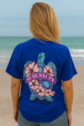 Southern Attitude Snappy Sea Turtle Flower Blue - Adult & Kids T-Shirts, Sweatshirts & Hoodies apparel design preview 1