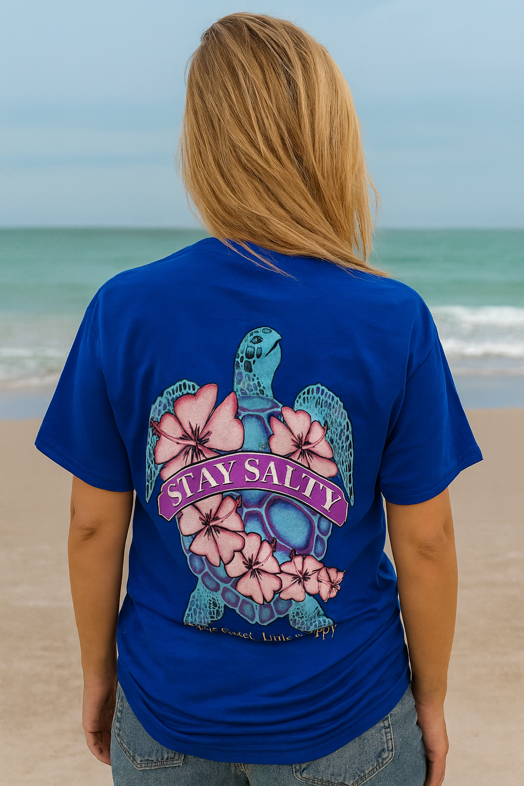 Southern Attitude Snappy Sea Turtle Flower Blue - Adult & Kids T-Shirts, Sweatshirts & Hoodies apparel design preview 1