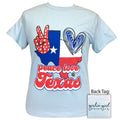 Girlie Girl Originals Preppy Peace Love And Texas - Adult & Kids T-Shirts, Sweatshirts & Hoodies apparel design preview 1