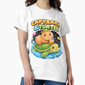 Cute Capybara Riding Turtle Kawaii Animal Aesthetic - Adult & Kids T-Shirts, Sweatshirts & Hoodies apparel design preview 1