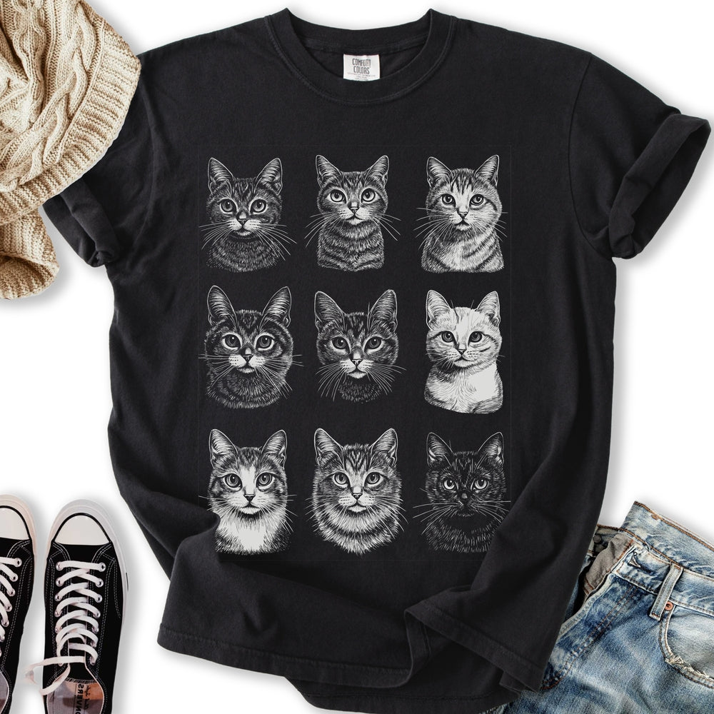 Vintage Cat Faces - Adult & Kids T-Shirts, Sweatshirts & Hoodies apparel design preview 1