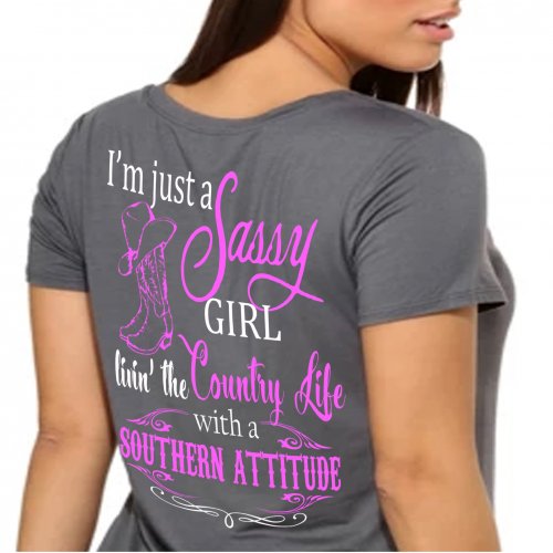 Southern Attitude Preppy Just A Sassy Girl - Adult & Kids T-Shirts, Sweatshirts & Hoodies apparel design preview 1