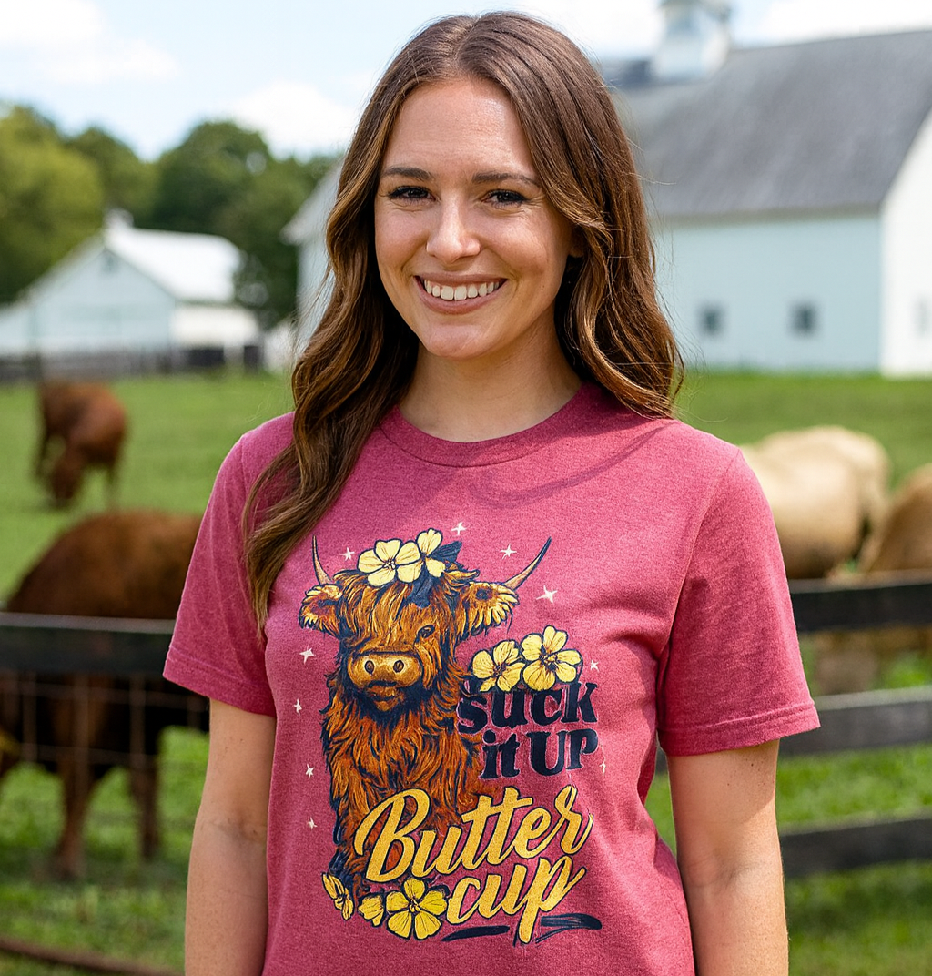 Girlie Girl Lulu Mac Buttercup Cow Canvas - Adult & Kids T-Shirts, Sweatshirts & Hoodies apparel design preview 1