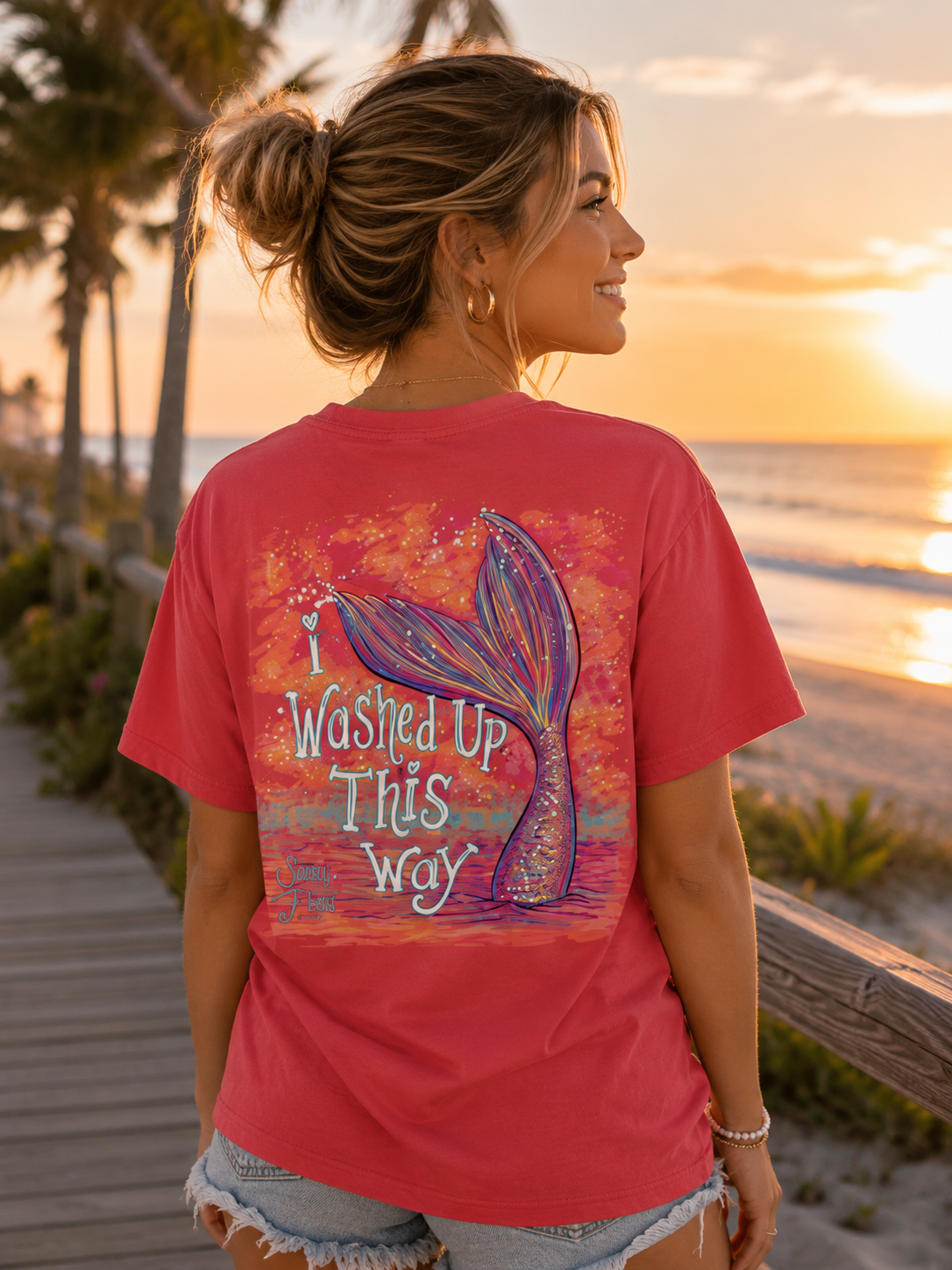 Sassy Frass I Washed Up This Way Mermaid Tail Bright - Adult & Kids T-Shirts, Sweatshirts & Hoodies apparel design preview 1