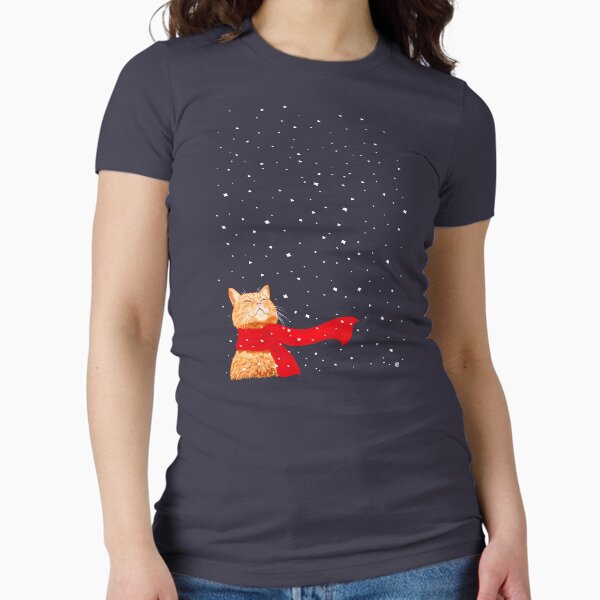 Tabby loves Snow Fitted - Adult & Kids T-Shirts, Sweatshirts & Hoodies apparel design preview 1