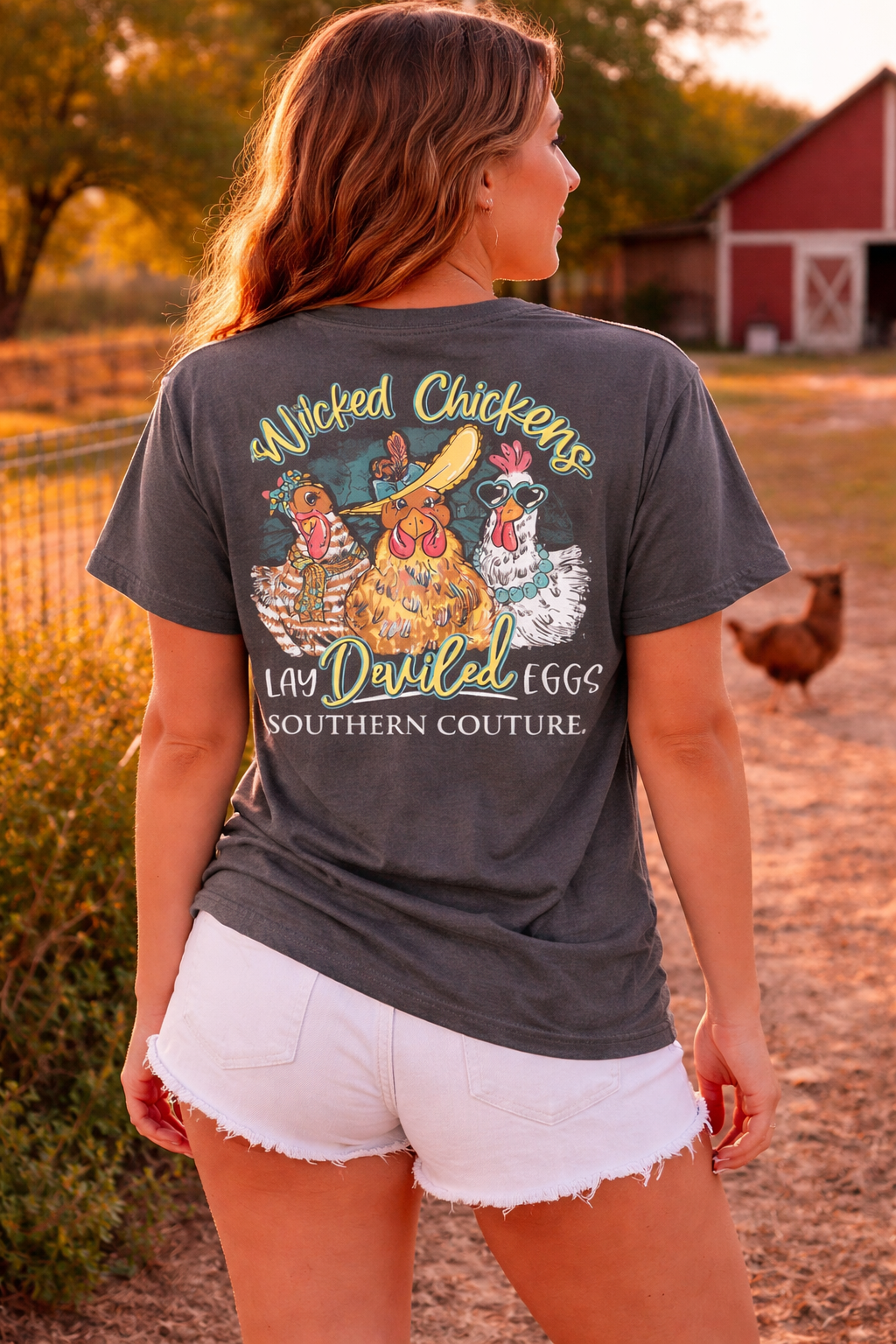 Southern Couture Wicked Chickens Comfort Colors - Adult & Kids T-Shirts, Sweatshirts & Hoodies apparel design preview 1