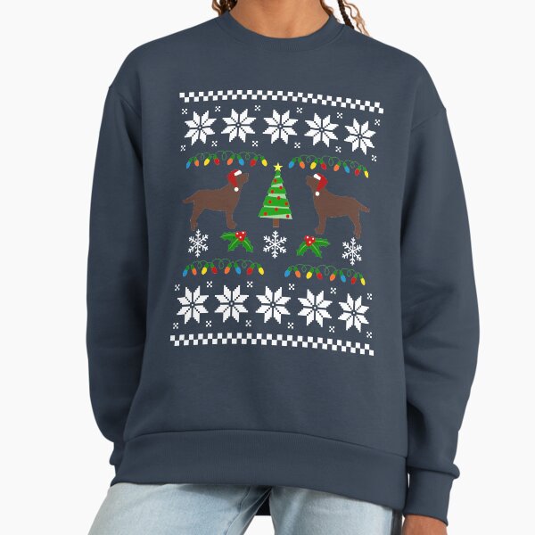 Chocolate Labrador Happy Christmas Sweater Pattern - Adult & Kids T-Shirts, Sweatshirts & Hoodies apparel design preview 1