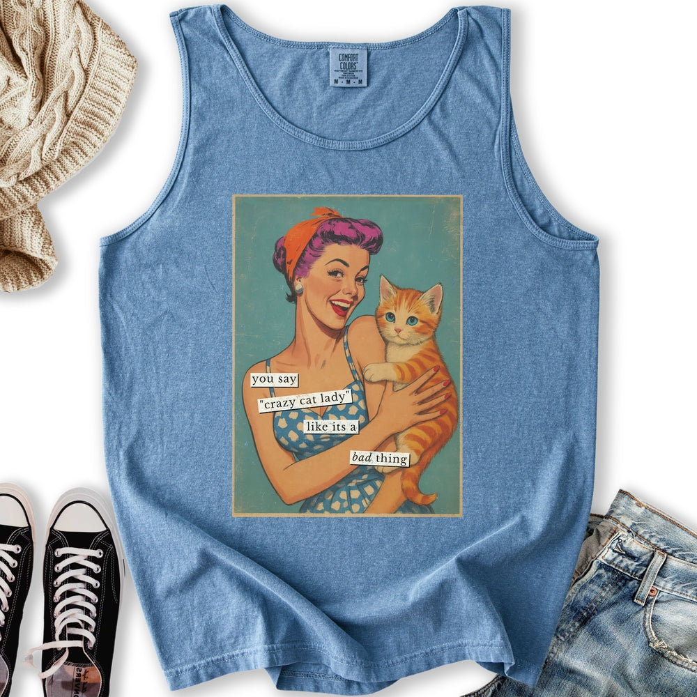 Retro Crazy Cat Lady Tank - Adult & Kids T-Shirts, Sweatshirts & Hoodies apparel design preview 2