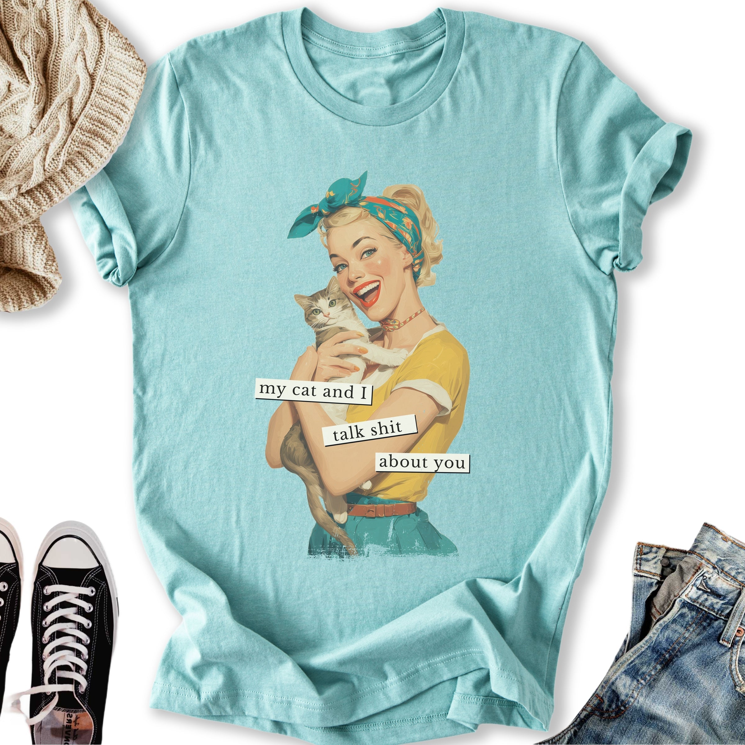 My Cat and I Talk Shit - Adult & Kids T-Shirts, Sweatshirts & Hoodies apparel design preview 1
