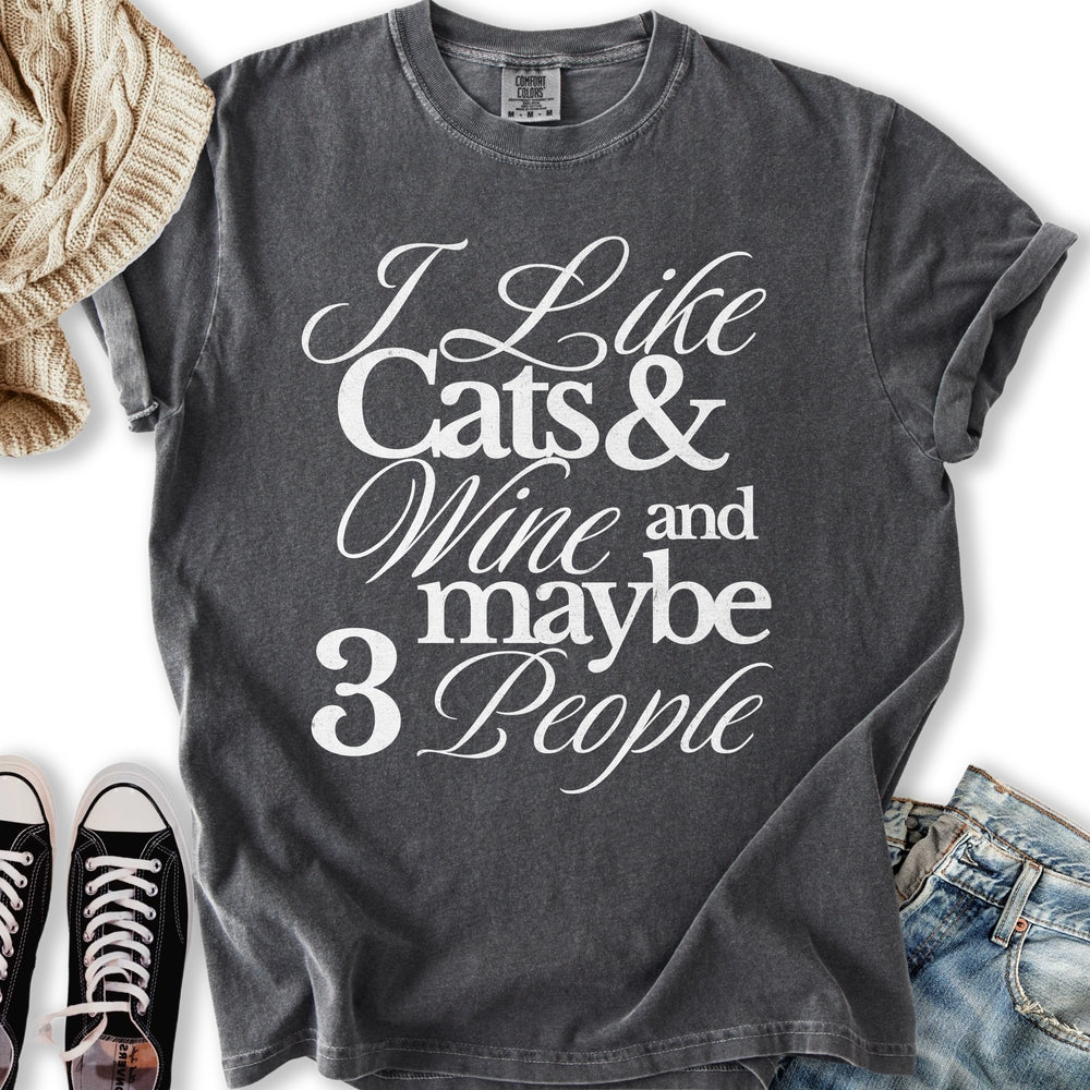 I Like Cats and Wine - Adult & Kids T-Shirts, Sweatshirts & Hoodies apparel design preview 1