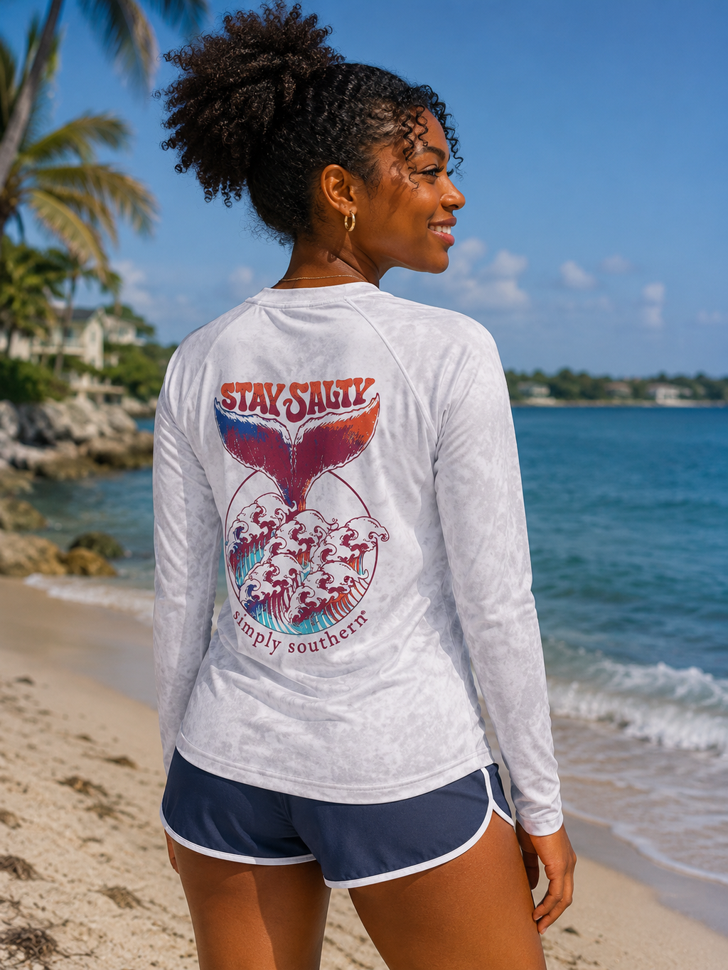 Simply Southern Salty Beach Rash Guard Swim UV - Adult & Kids T-Shirts, Sweatshirts & Hoodies apparel design preview 1
