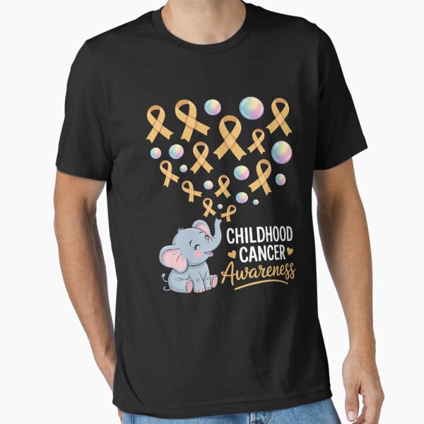 Cute Elephant Gold Balloons Childhood Cancer - Adult & Kids T-Shirts, Sweatshirts & Hoodies apparel design preview 1